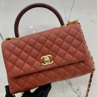 A92991 COCO HANDLE PYTHON NO.24 CAVIAR SKIN RED LARGE