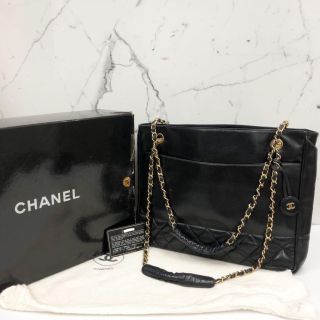 Chanel No.0 Vintage Chain Tote Bag, Black Calfskin Leather