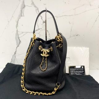 Chanel Stitched Caviar Drawstring Bucket Bag