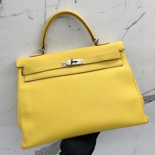 Hermes Kelly 36 in Yellow Clemence, M Stamp