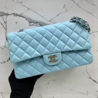 LAMBSKIN 25CM MEDIUM DOUBLE FLAP NO.31 BLUE SHW