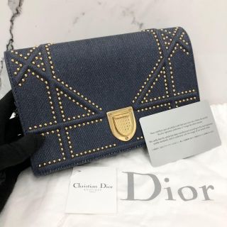 Dior Diarama Denim Chain Wallet