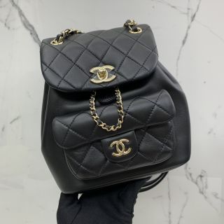 LAMBSKIN DUMA BACKPACK BLACK GHW  MICROCHIPPED