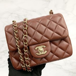 Chanel Bag Lambskin No.24 Mini Square Maroon Bag WCard