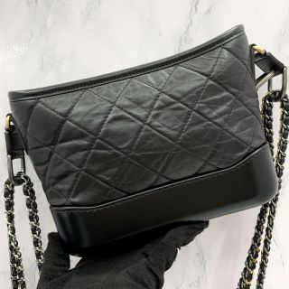 Chanel Gabrielle Hobo Bag Crocodile Embossed Calfskin Gold/Silver