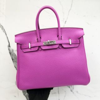 Hermes Bag Birkin 25 Purple SHW, C Stamp