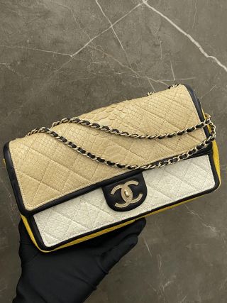 Chanel No.17 Chain Shoulder Bag, Python Leather