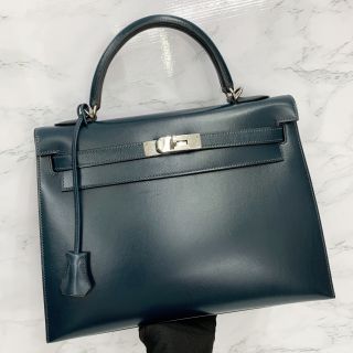 Hermes Bag Kelly 32 Sellier Navy Box Calf, N Stamp