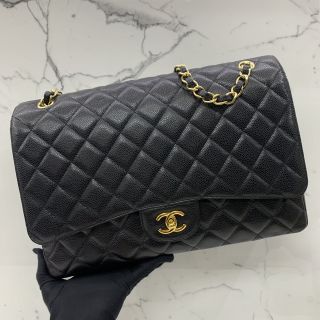 CAVIAR BLACK GHW MAXI 33CM SINGLE FLAP NO.13 WC