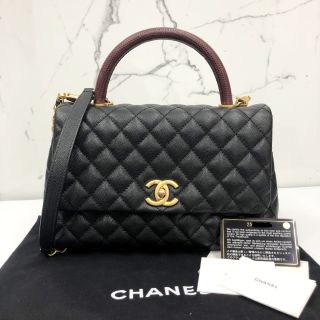 Chanel No.25 Coco Handle Bag, Black Caviar Skin Leather