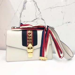 Gucci Sylvie White Leather Shoulder Bag