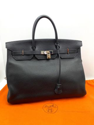 Hermes Birkin 40, Noir Clemence, H Stamp