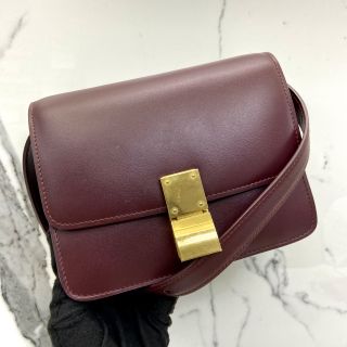 Celine Bag Maroon Mini Box Bag