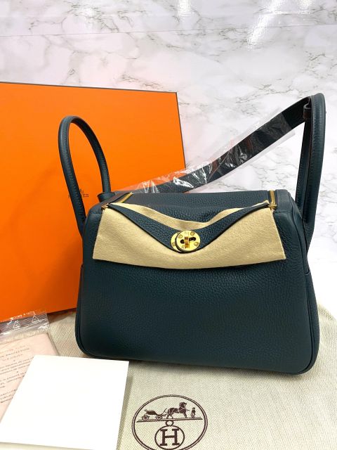 Hermes Lindy 26 Clemence Blue Nuit GHW Stamp D