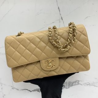 Chanel Bag Caviar Skin 25 No.11 W Flap Beige WCard