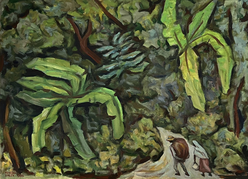 Art work by Alfredo Zalce, Camino Verde (Green Road), painting, 22 x 30 in (56 x 76 cm)