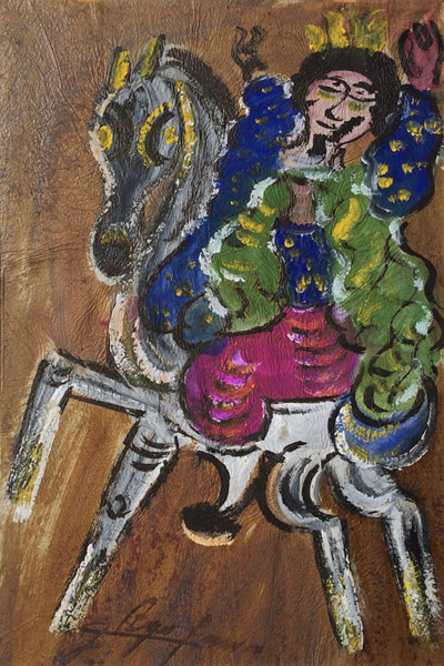 Art work by Chucho Reyes, King Riding a Horse, painting, 29.3 x 18.9 in (74.5 x 48 cm)