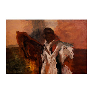 Art work by Francisco Corzas, Transhumant (Trashumante), painting, 78.75 x 118 in (200 x 300 cm)