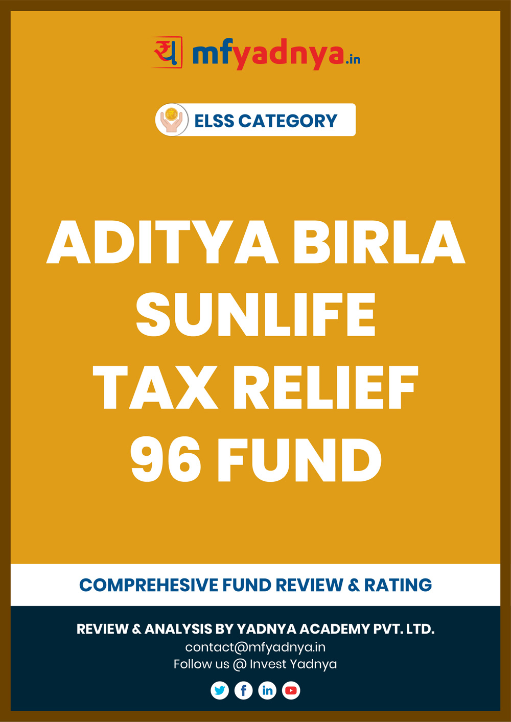 This e-book offers a comprehensive mutual fund review of Tax Relief 96 Fund for ELSS category. It reviews the fund's return, ratio, allocation etc. ✔ Detailed Mutual Fund Analysis ✔ Latest Research Reports