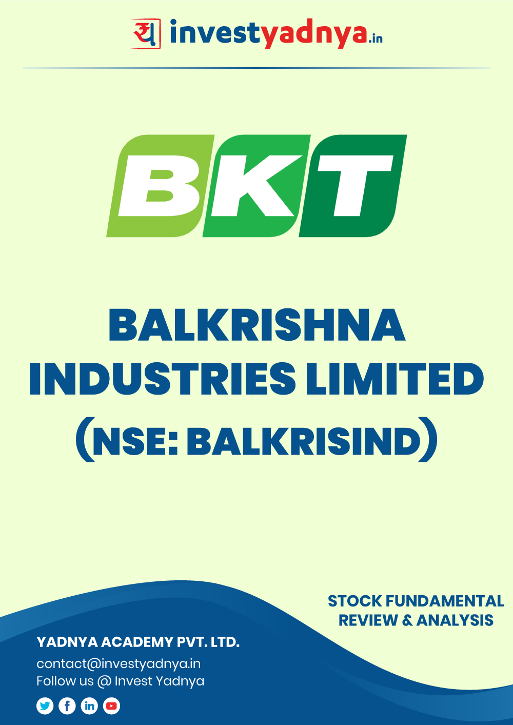 Learn in detail about Balkrishna Industries in this eBook from Investyadna. Find information about the Company profile, Product Range, Industry Overview,  etc. ✔Detailed Company Analysis ✔Latest Reviews.	