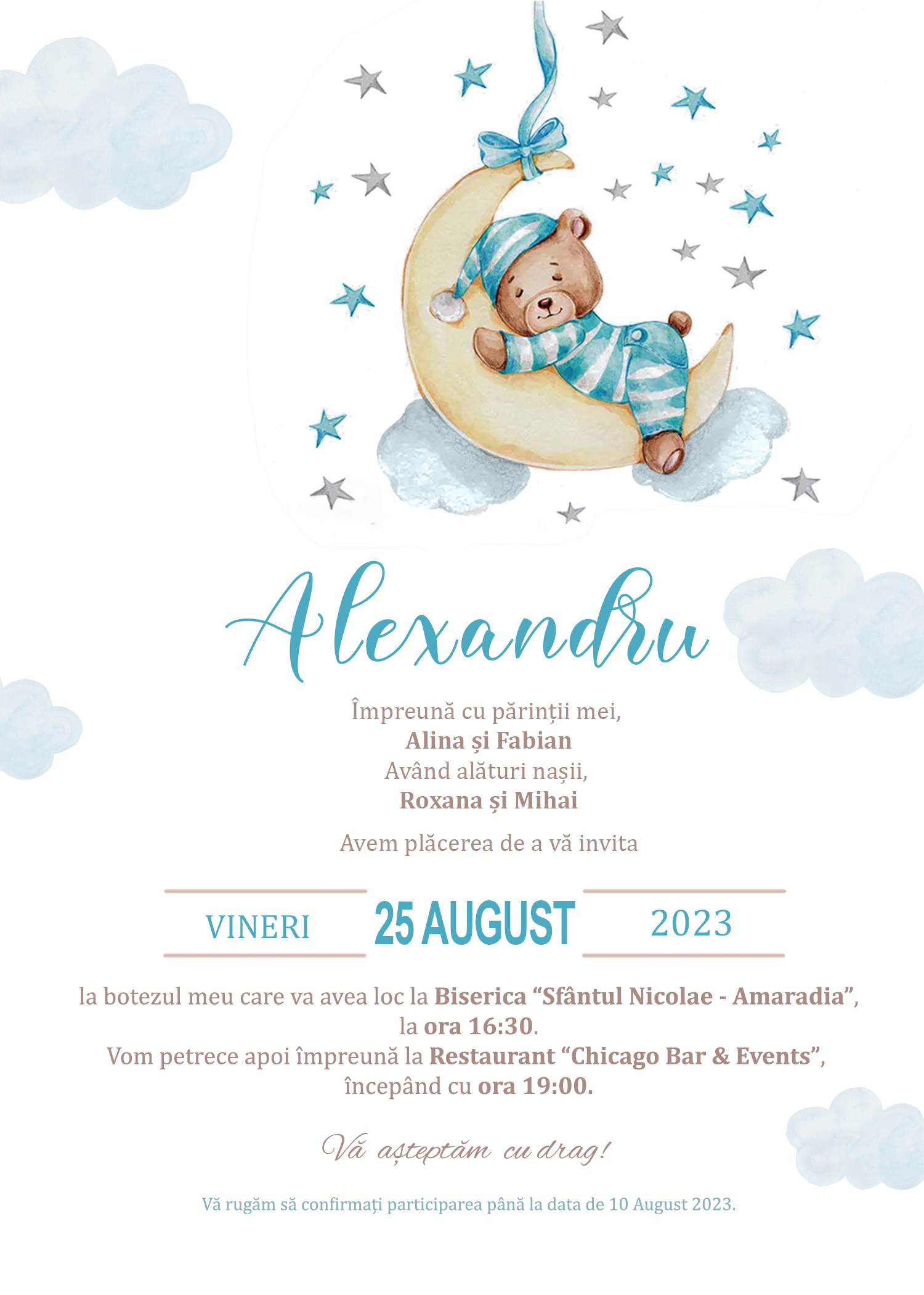 Invitație digitală Dreamer botez