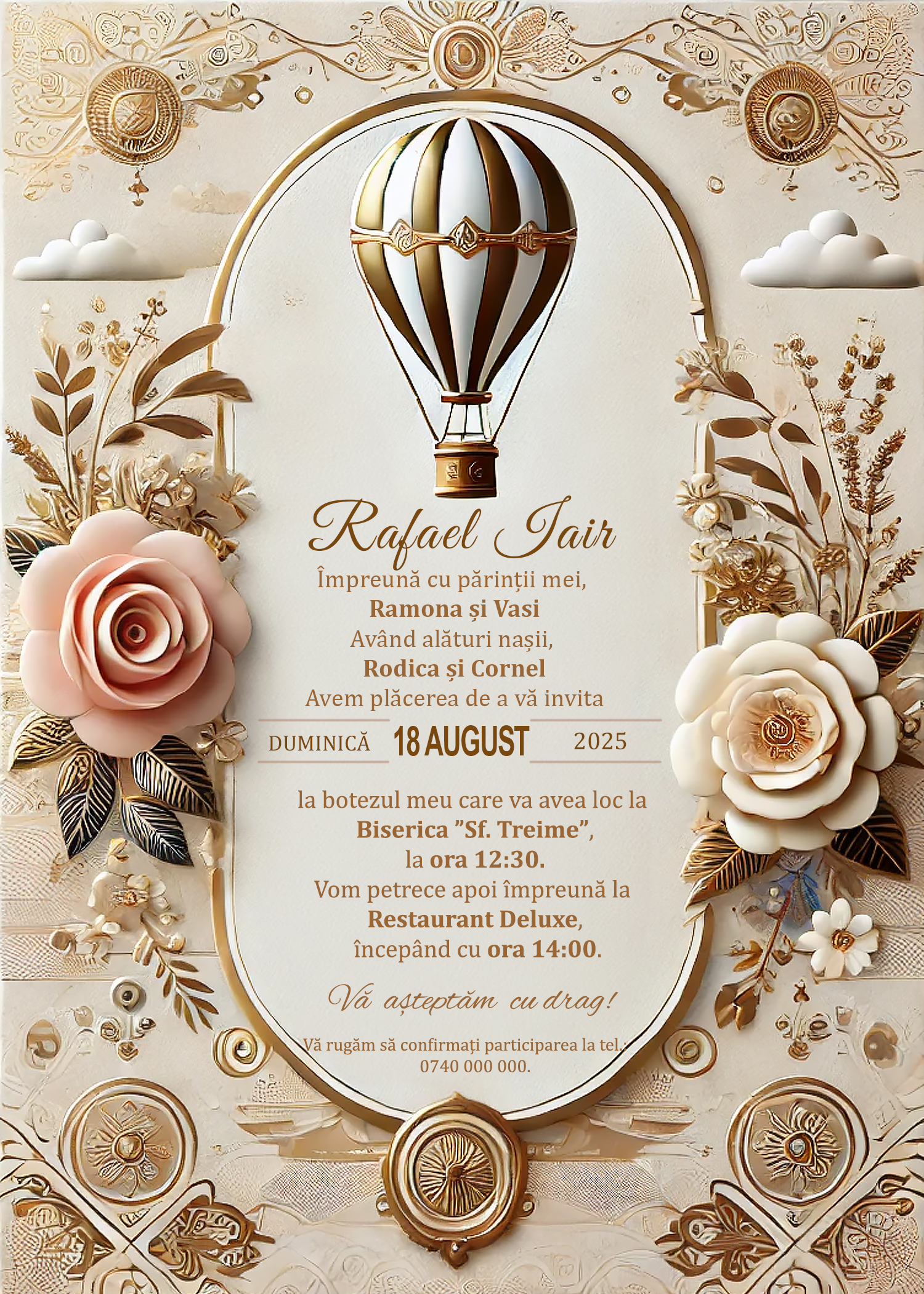 Invitație digitală Grace botez