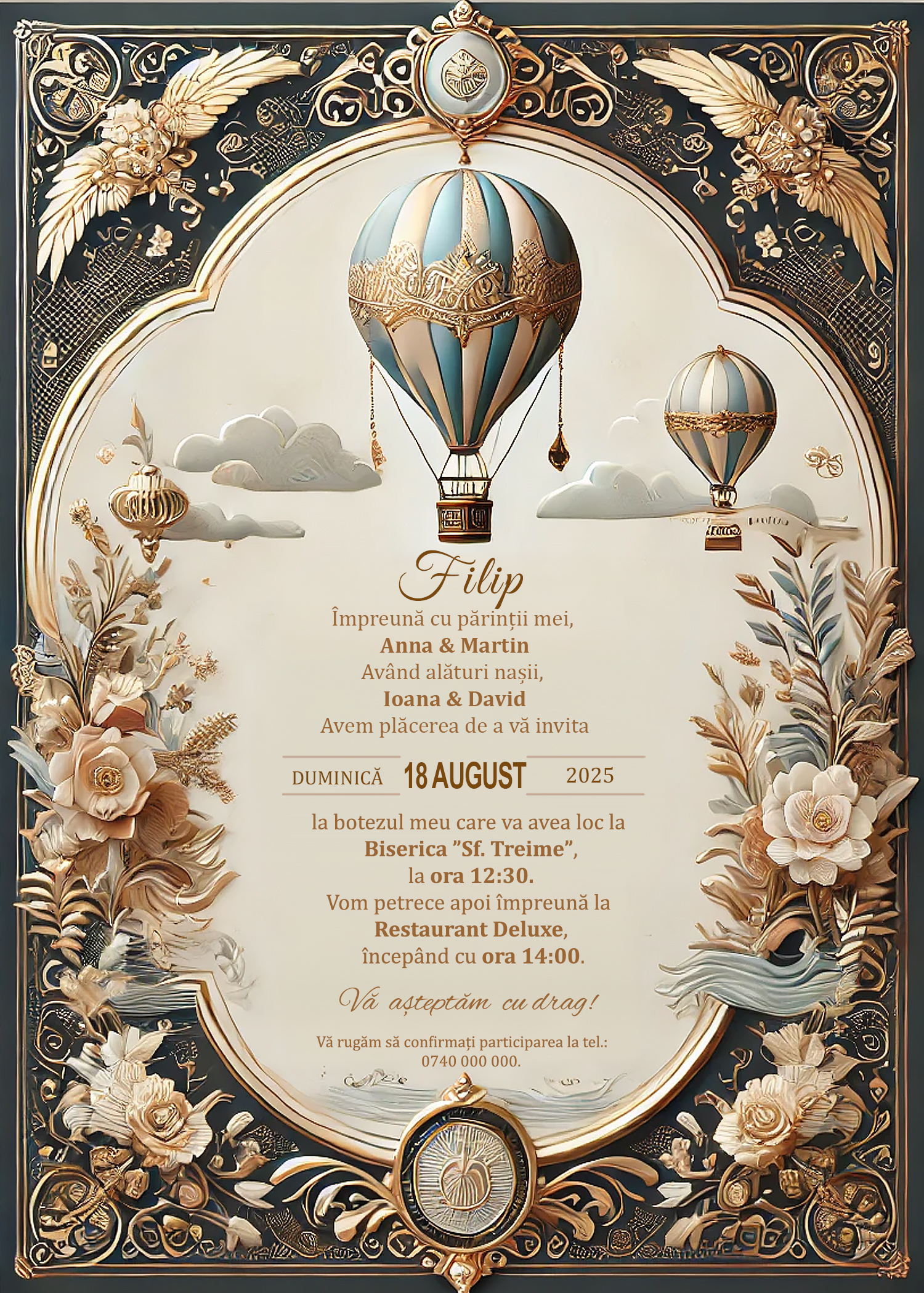 Invitație digitală Splendor botez