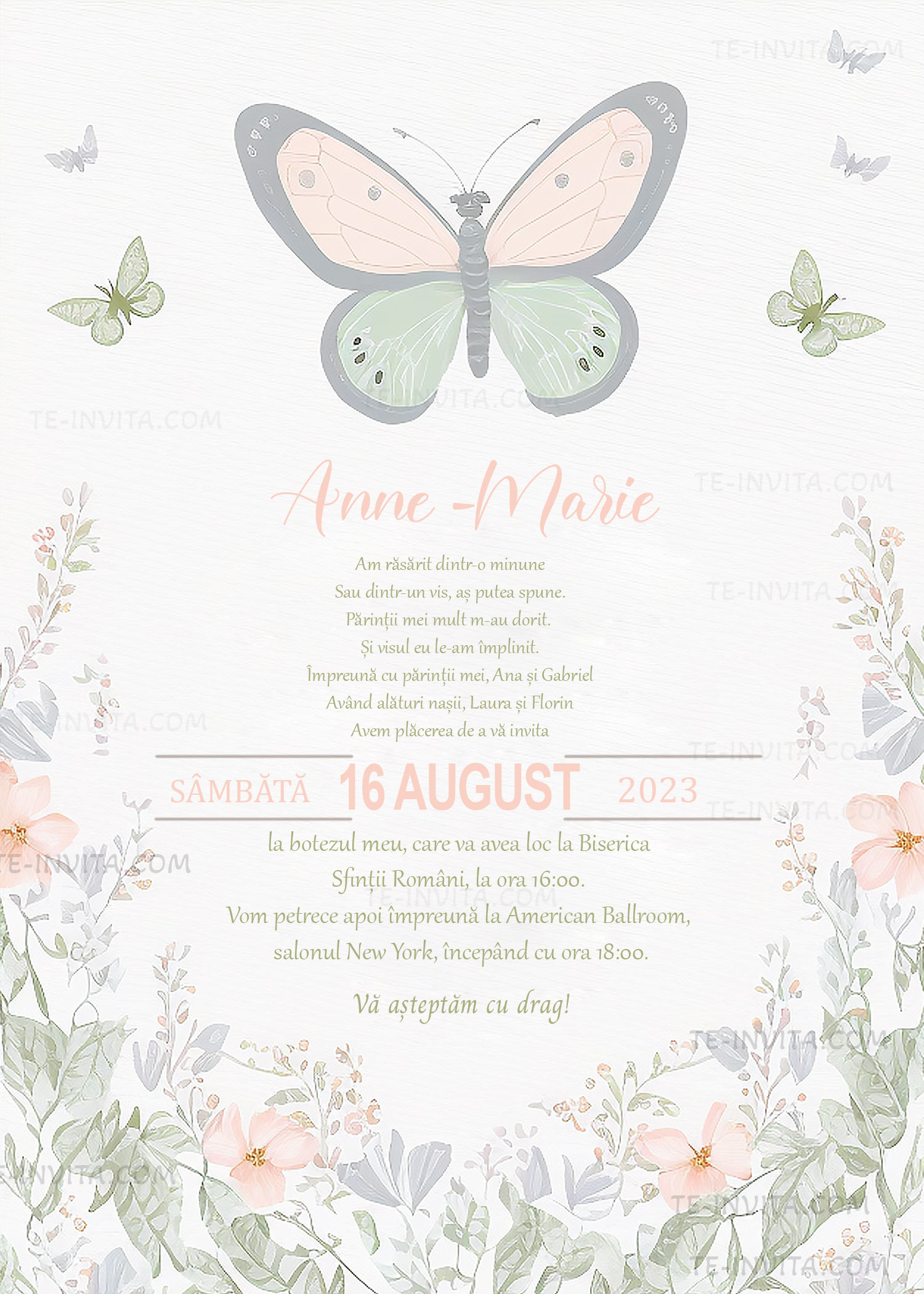 Invitație digitală Spring Joy 1 botez