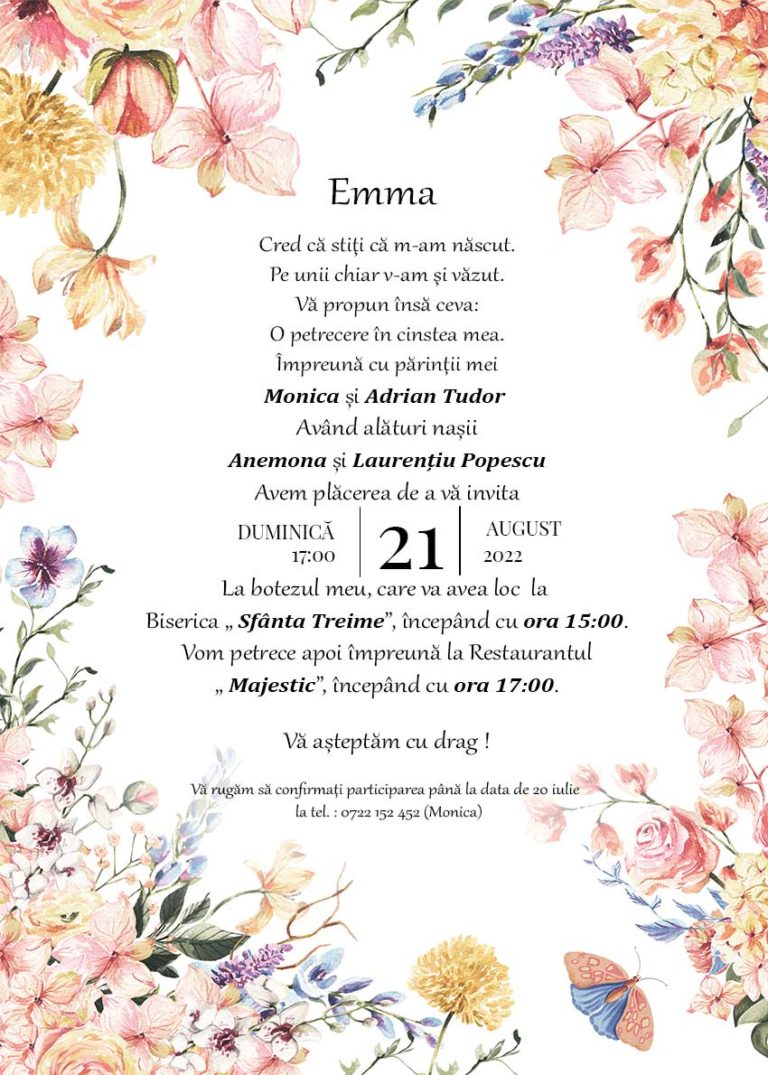 Invitație digitală Spring botez