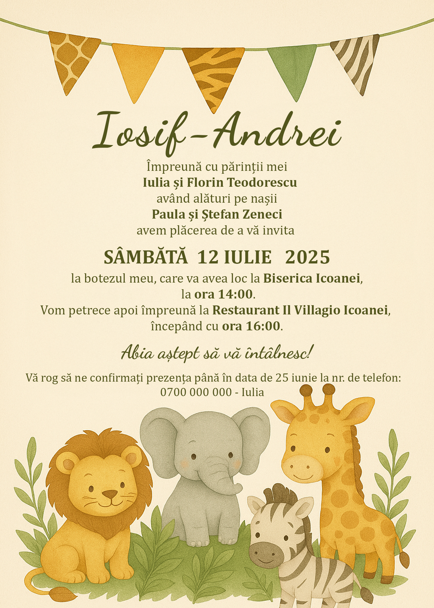 Invitație digitală Tiny Adventure botez