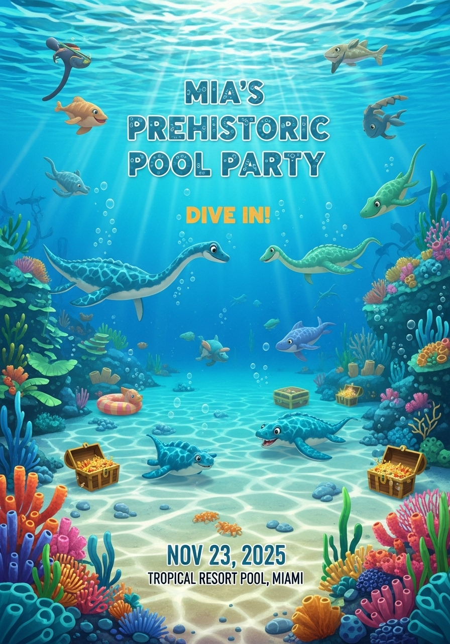 Mia's Aquatic Dinosaur Pool Party