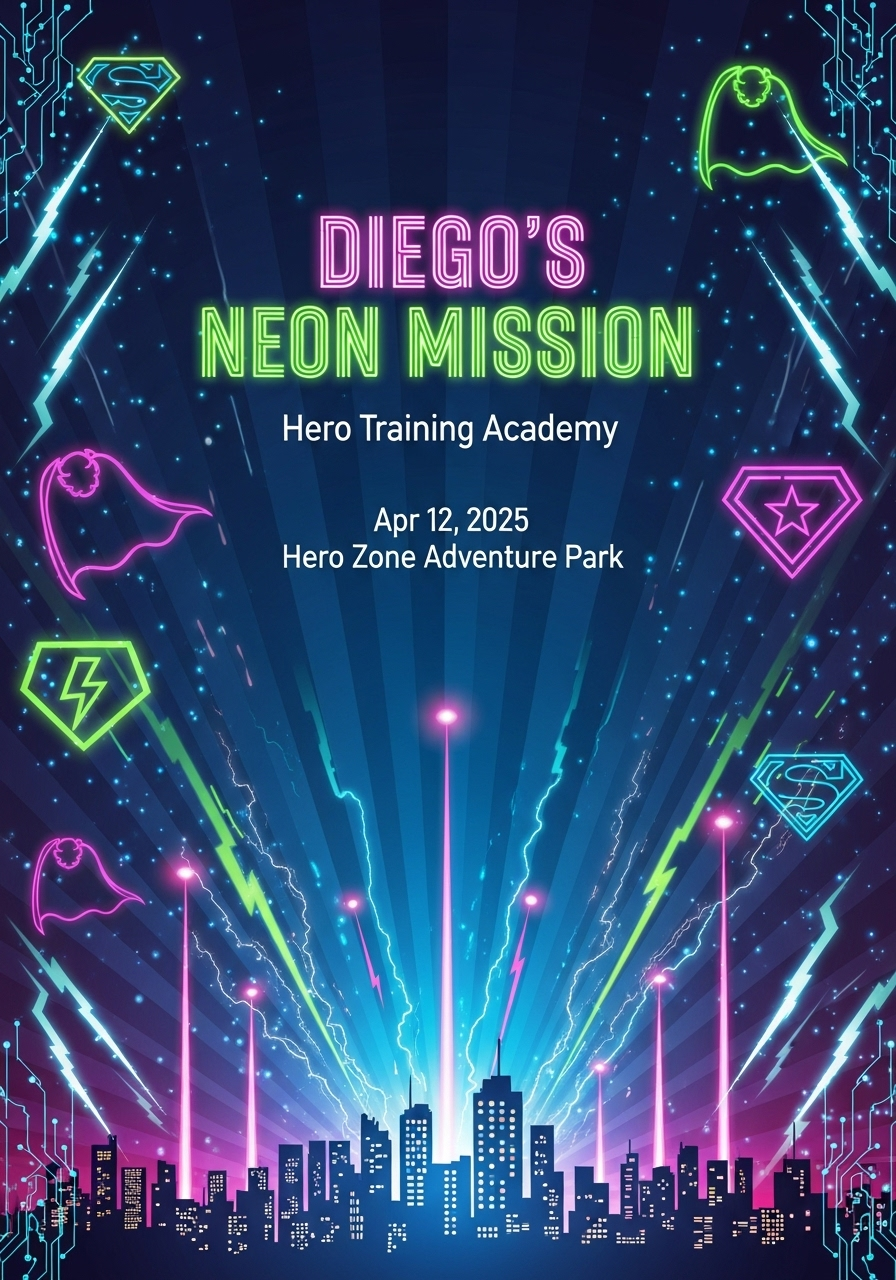 Diego's Neon Superhero Mission