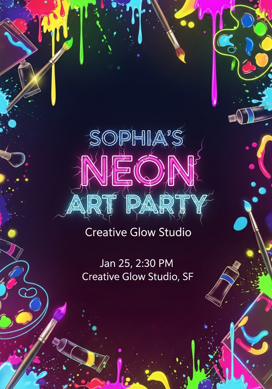 Sophia's Neon Art Studio Party