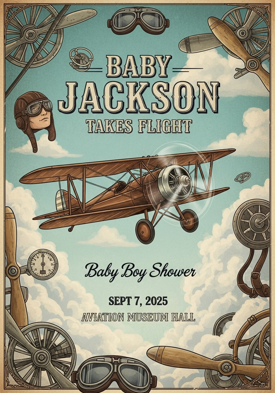 Vintage Airplane Baby Shower