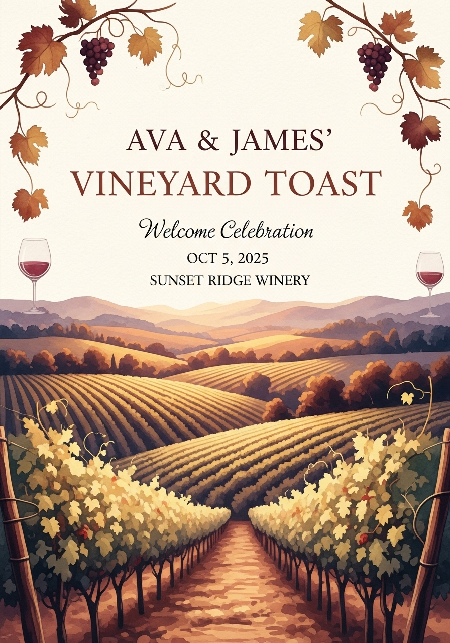 Vintage Vineyard Welcome Toast