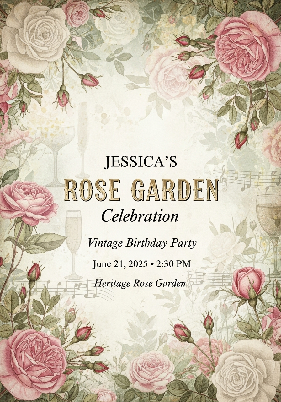 Rose Garden Vintage Birthday