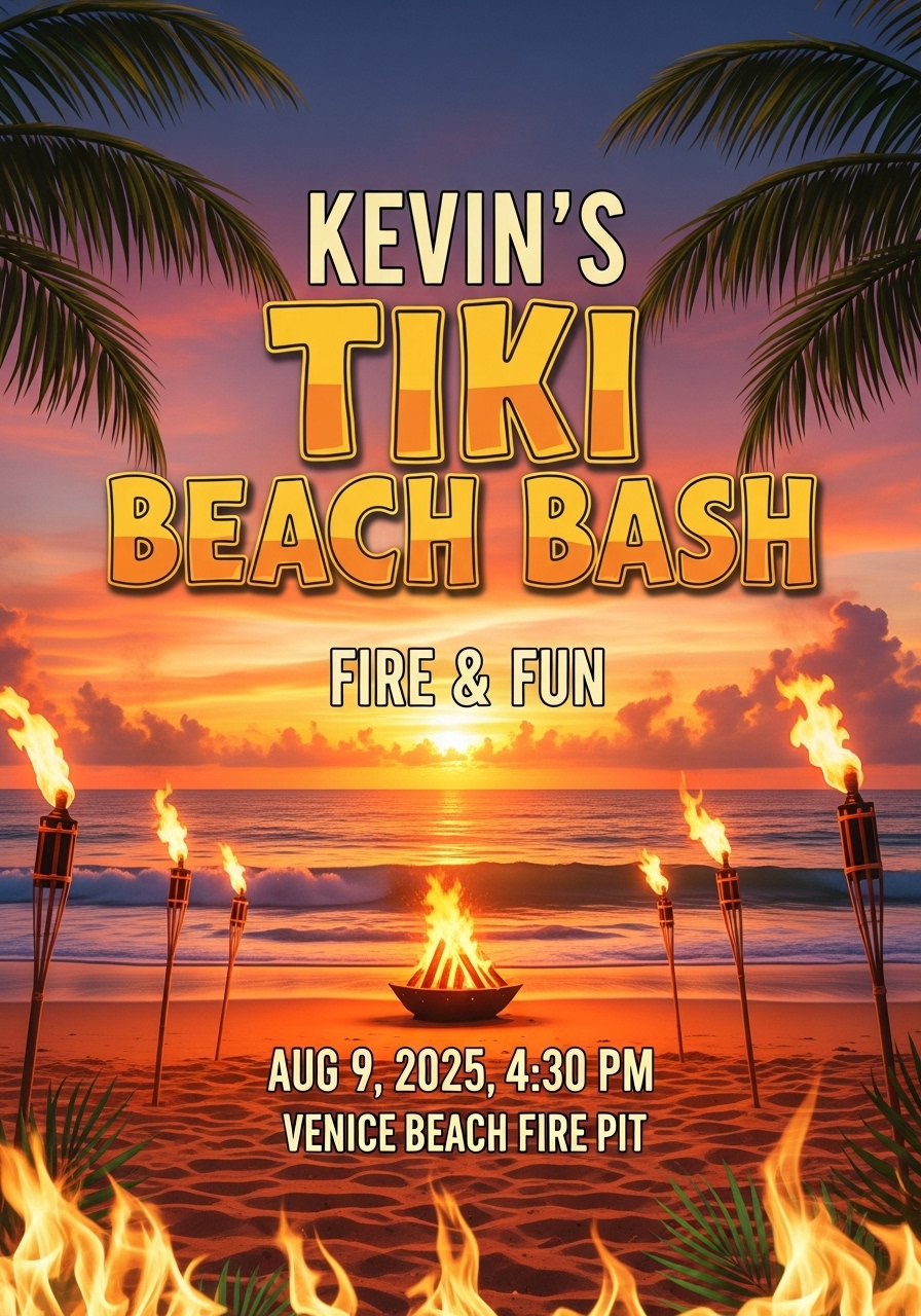 Kevin's Tiki Torch Birthday Beach Bash