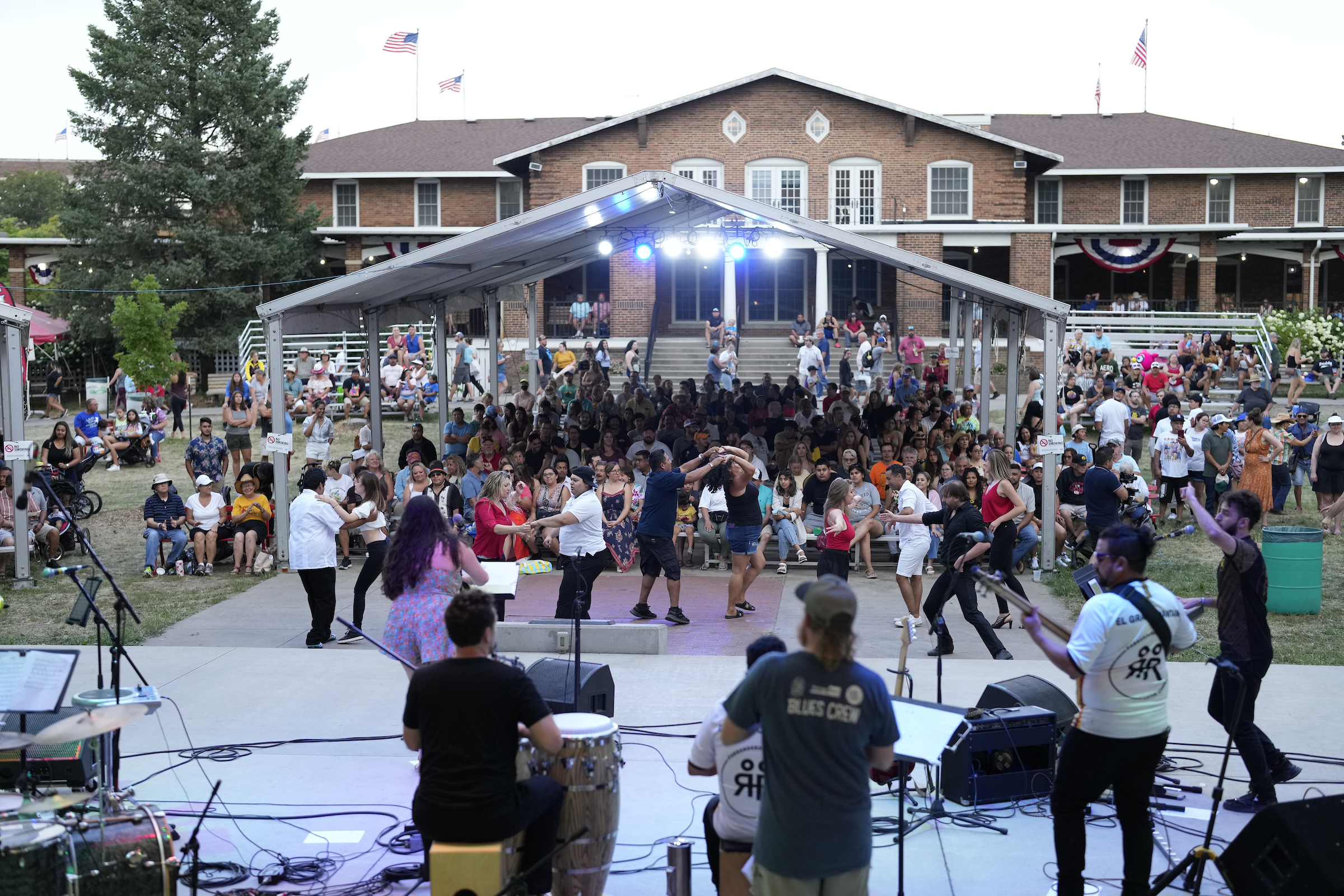 Band and dancing on the Anne and Bill Riley Stage