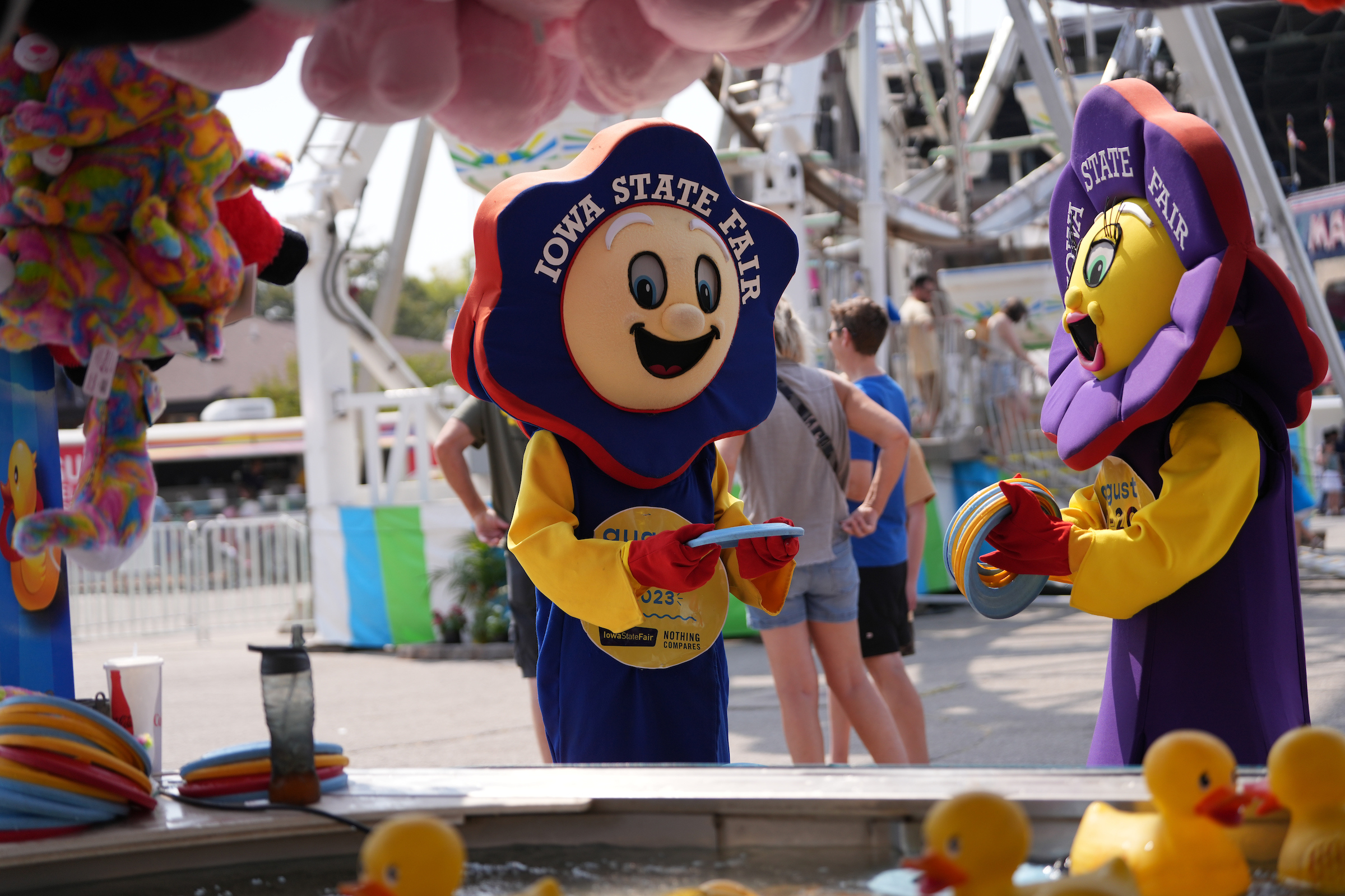 Fair Mascots playing a game