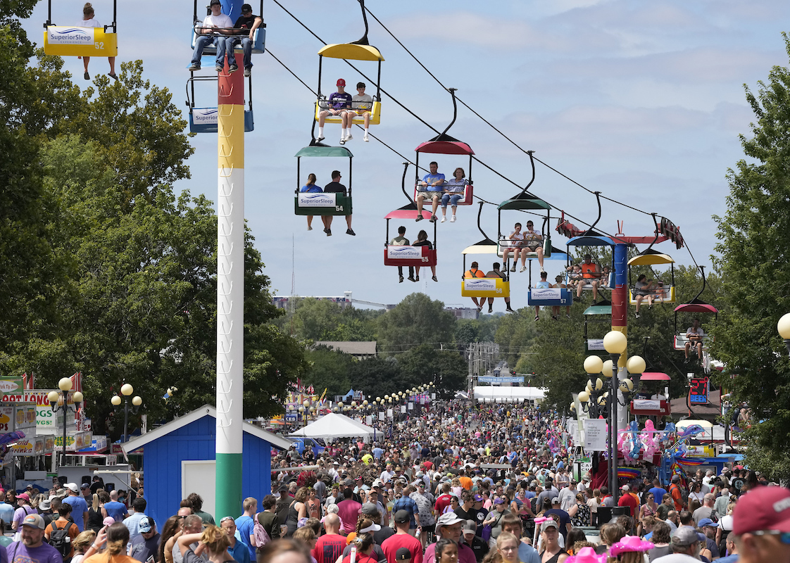 Fairgoers on Sky Glider