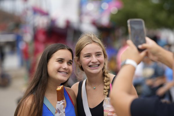 Fairgoers posing for picture