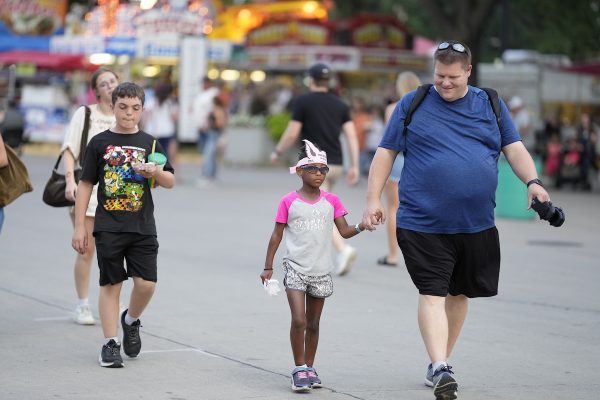 Fairgoers walking