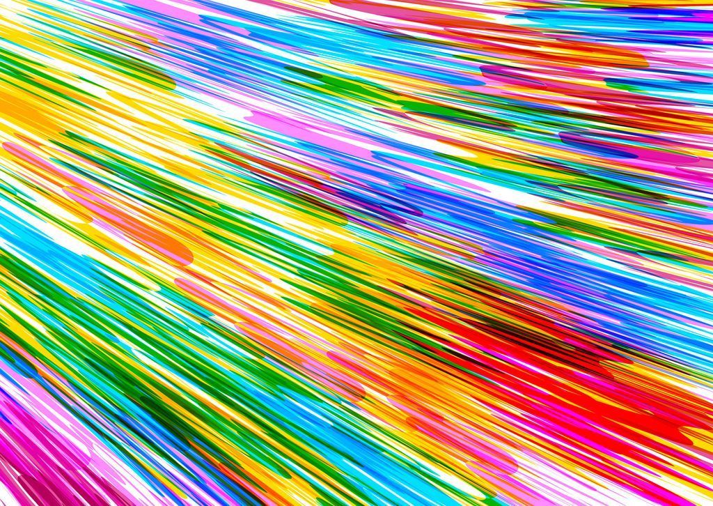 Abstract image of energetic, multicolored diagonal brushstrokes crossing the frame