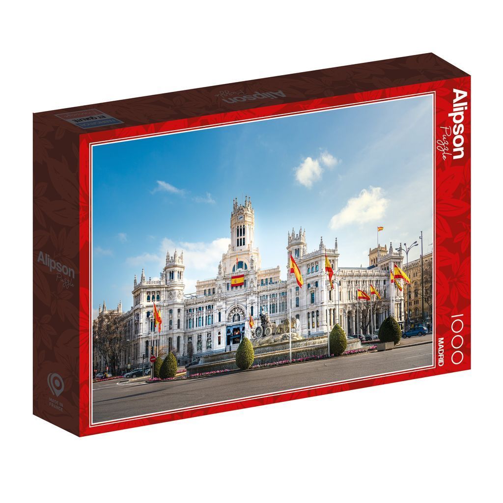 Palacio de Cibeles in Madrid under a bright blue sky