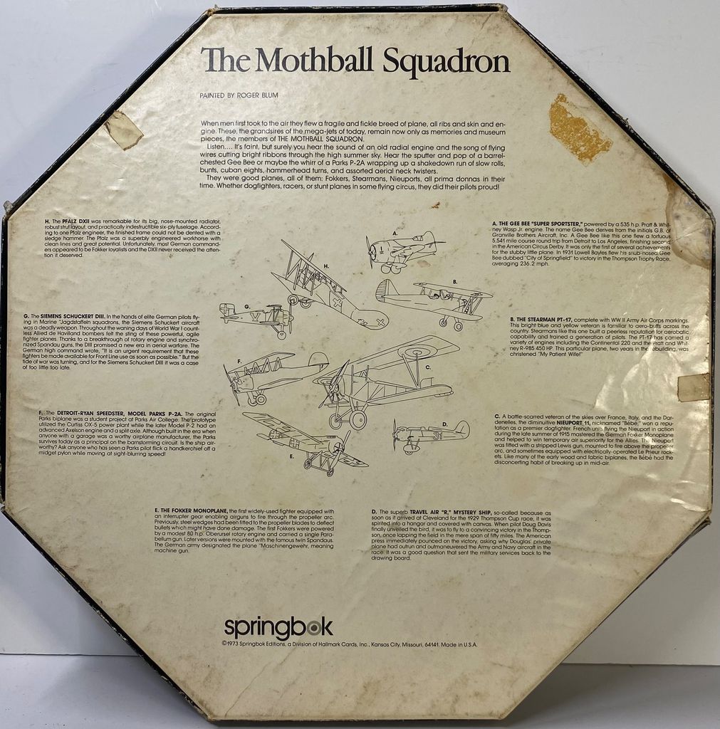 The Mothball Squadron vintage aviation illustration with multiple planes.