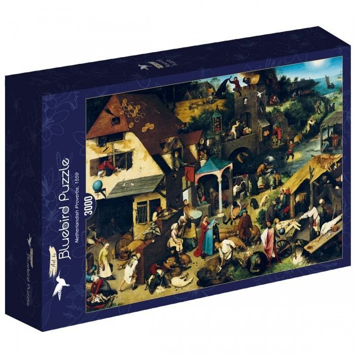 Netherlandish Proverbs by Pieter Bruegel the Elder, an oil painting filled with dozens of figures illustrating proverbs.