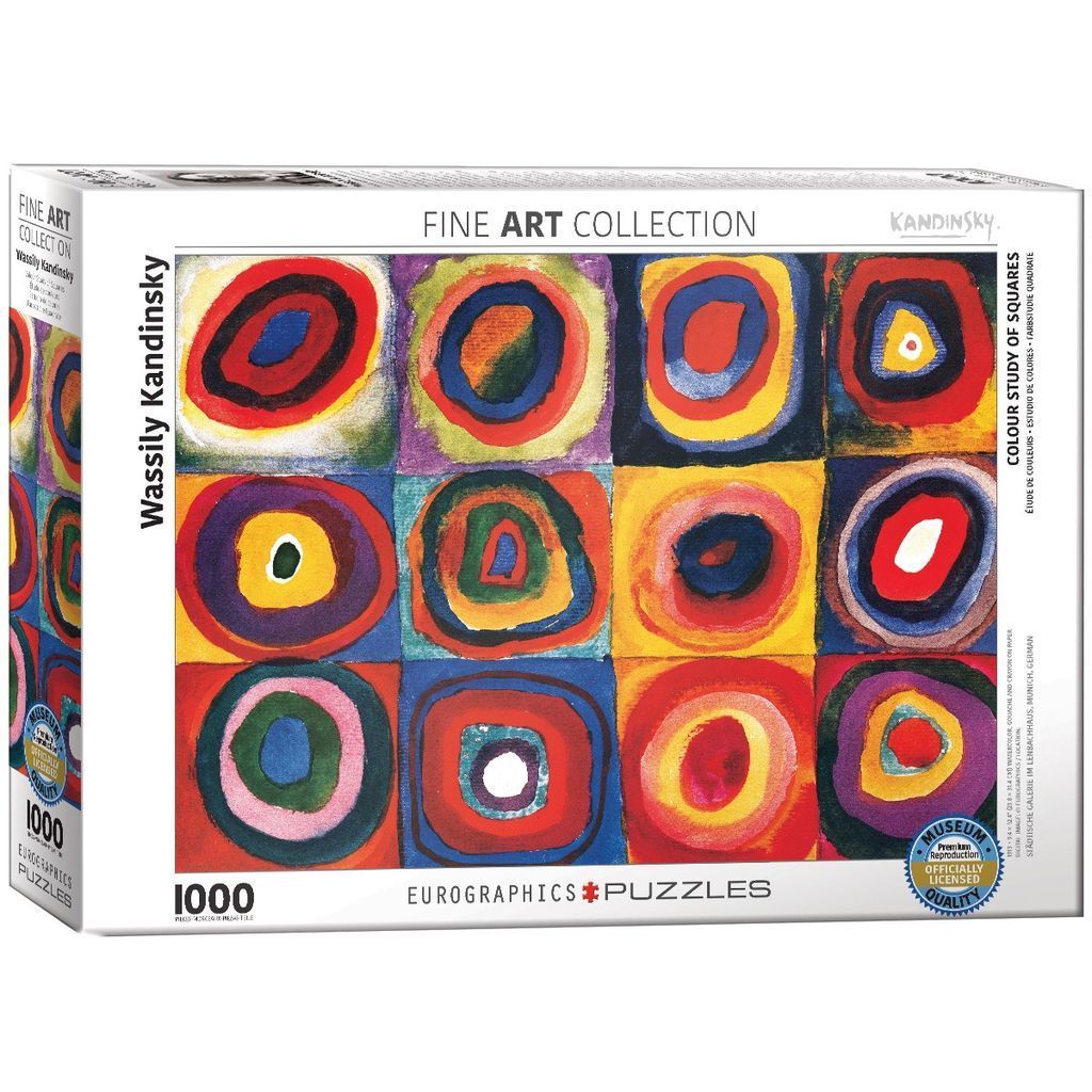 Wassily Kandinsky's Colour Study of Squares, featuring a grid of multicolored concentric circles.