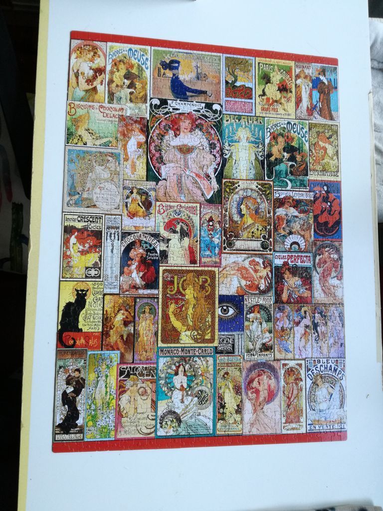 A collage of vintage Art Nouveau advertising posters featuring elegant women, intricate patterns, and decorative text.