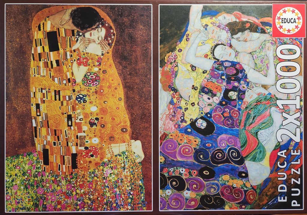 Two famous paintings by Gustav Klimt: The Kiss and The Virgin