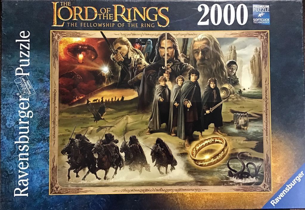 A cinematic montage of characters and scenes from The Lord of the Rings: The Fellowship of the Ring.